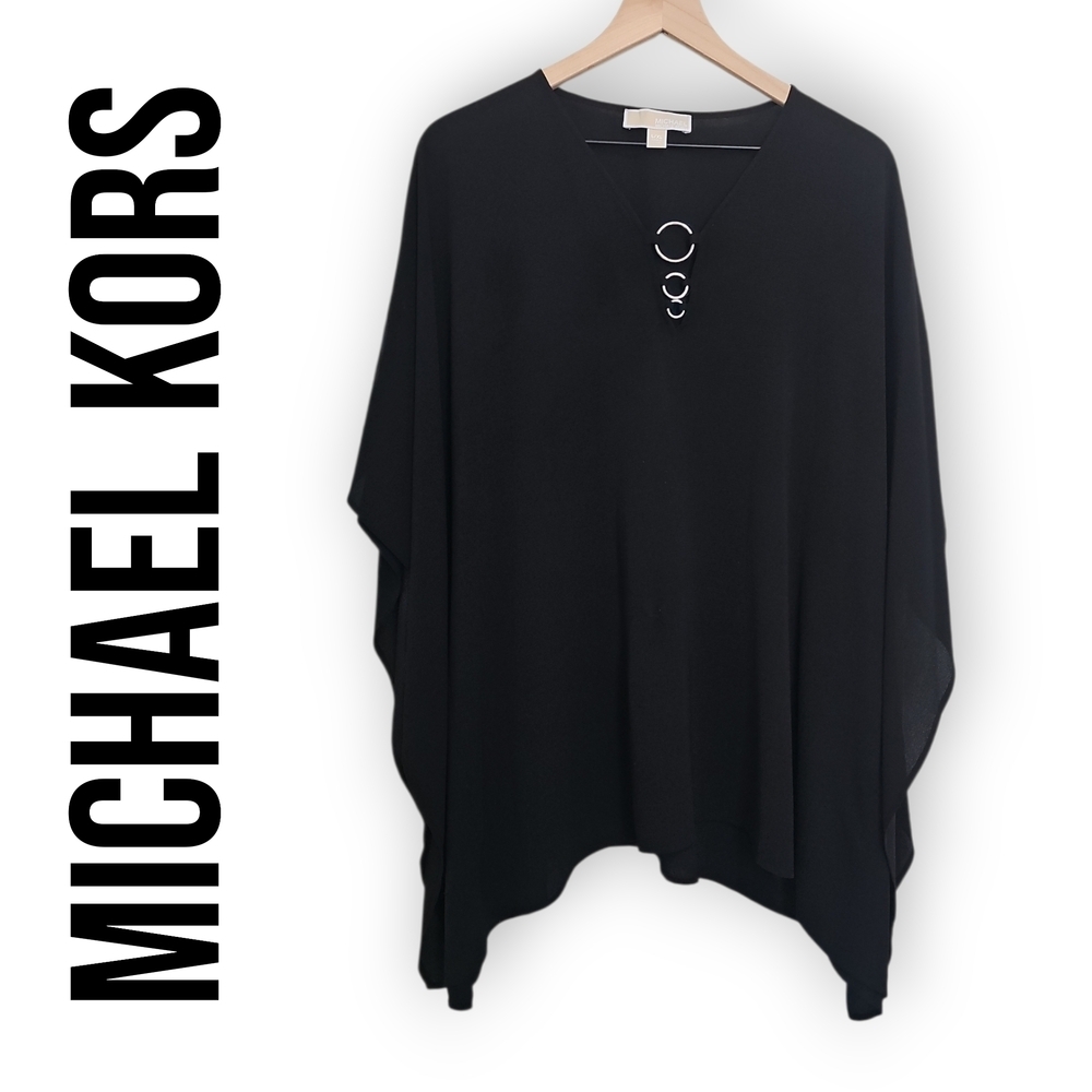 MICHAEL KORS ASYMMETRICAL TUNIC WITH SILVER RING DETAIL